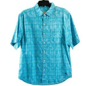 Tommy Bahama Mens Pina Block Party Linen Short Sleeve Shirt sz Medium pineapple